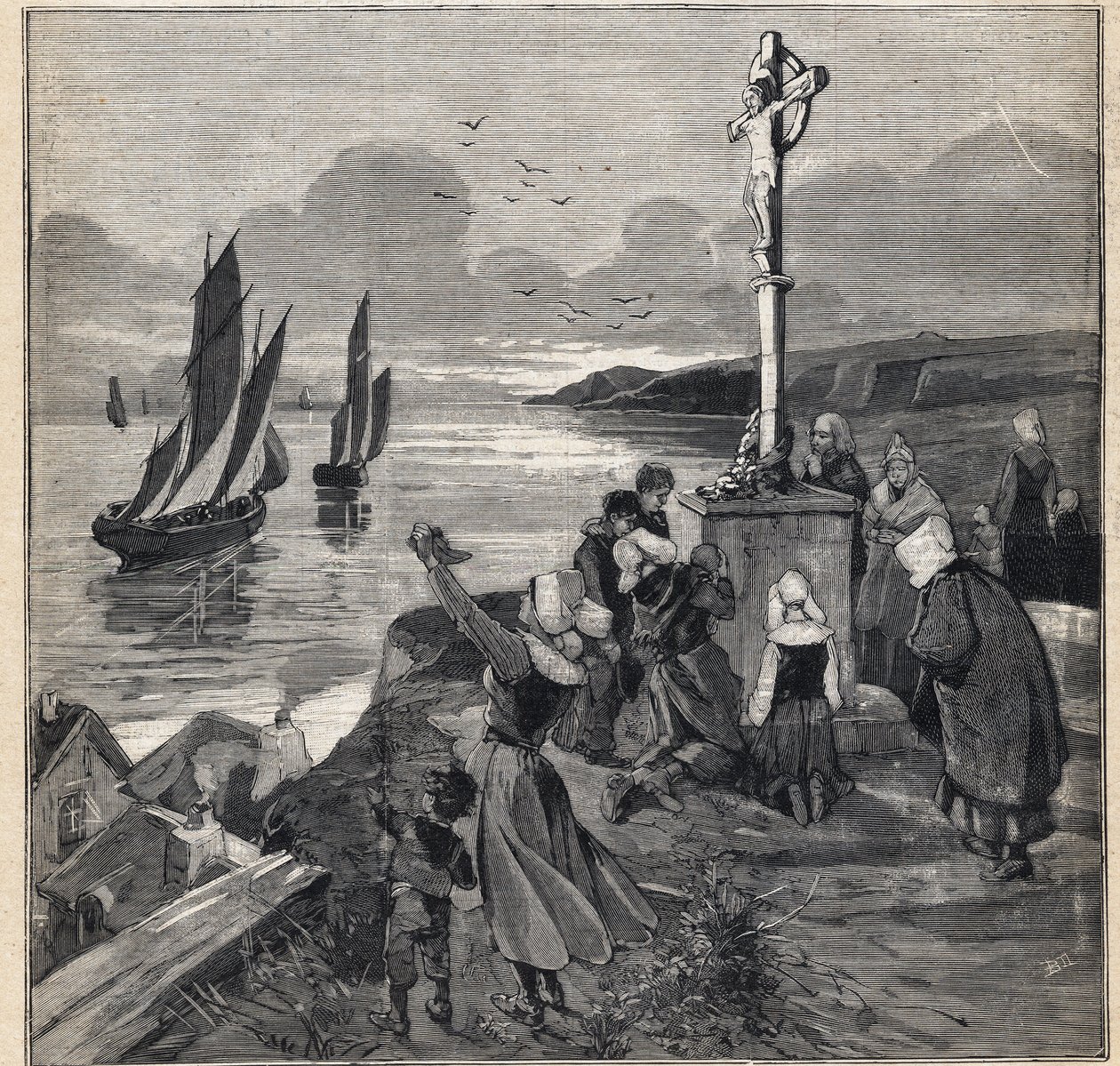A pesca na Islândia: os pescadores deixam a Bretanha. Gravura em "Le Petit Parisien" em 12/03/1893. de Anonymous Anonymous