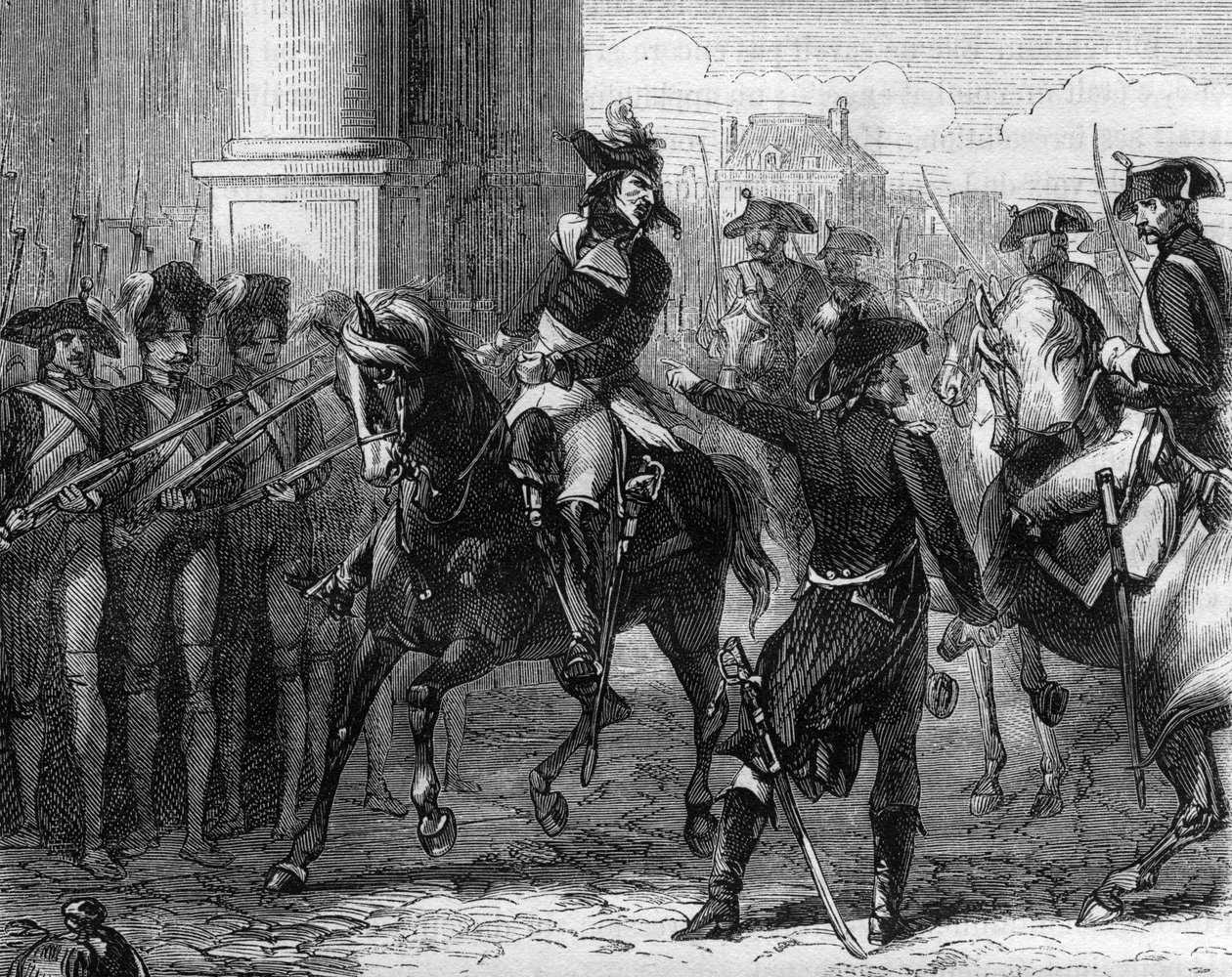 François Hanriot (1761-1794), revolucionário francês à porta da convenção (9 termidor 1794) - Gravação em "Histoire des Girondins" de Alphonse de Lamartine (1790-1869) 1865-1866 - Coleção particular de Anonymous Anonymous