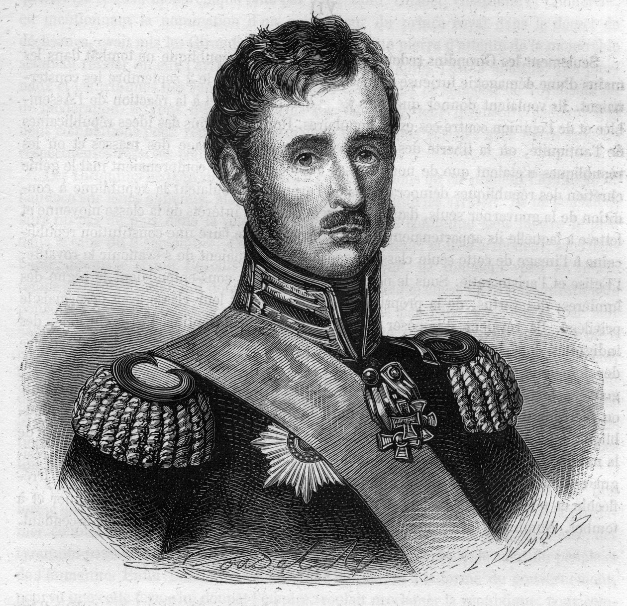 Frederick William II da Prússia - Retrato de Frederic Guillaume II (Frederick William) (1744-1797), Rei da Prússia - Gravura em "Histoire des Girondins" de Alphonse de Lamartine (1790-1869) 1865-1866 - Coleção particular de Anonymous Anonymous