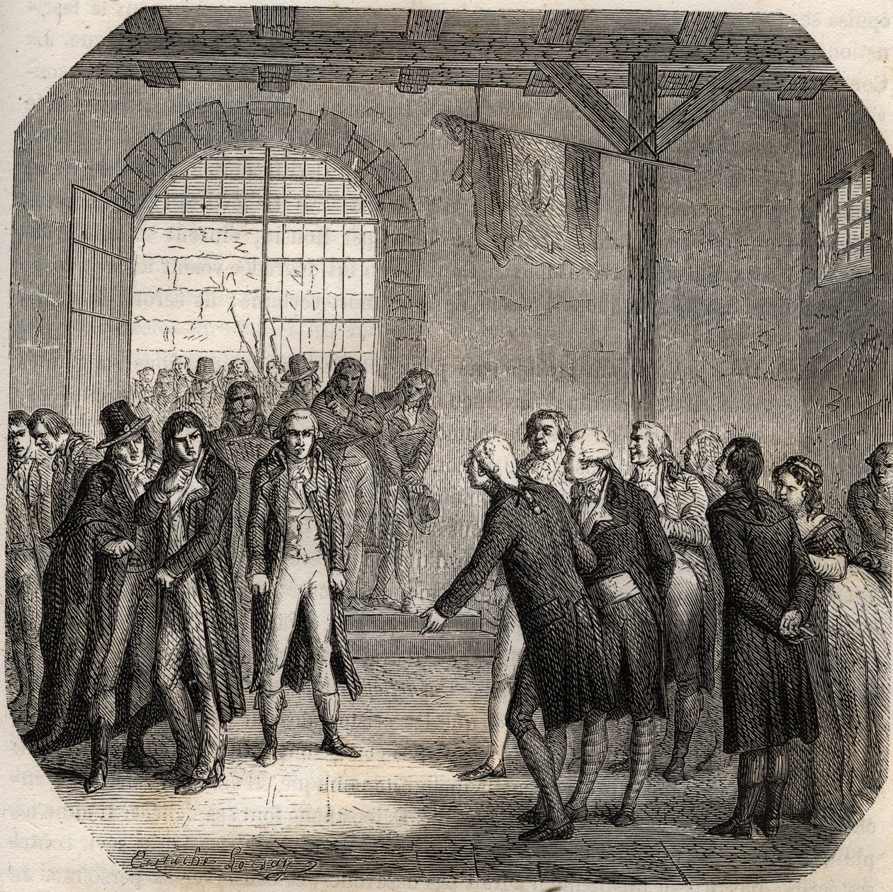 Revolução Francesa - Os Hebertistas - Les Hebertistes à la Concierge em Paris em 23 de Março de 1794 - - Gravura em "Histoire des Girondins" de Alphonse de Lamartine (1790-1869) 1865-1866 - Colecção privada de Anonymous Anonymous