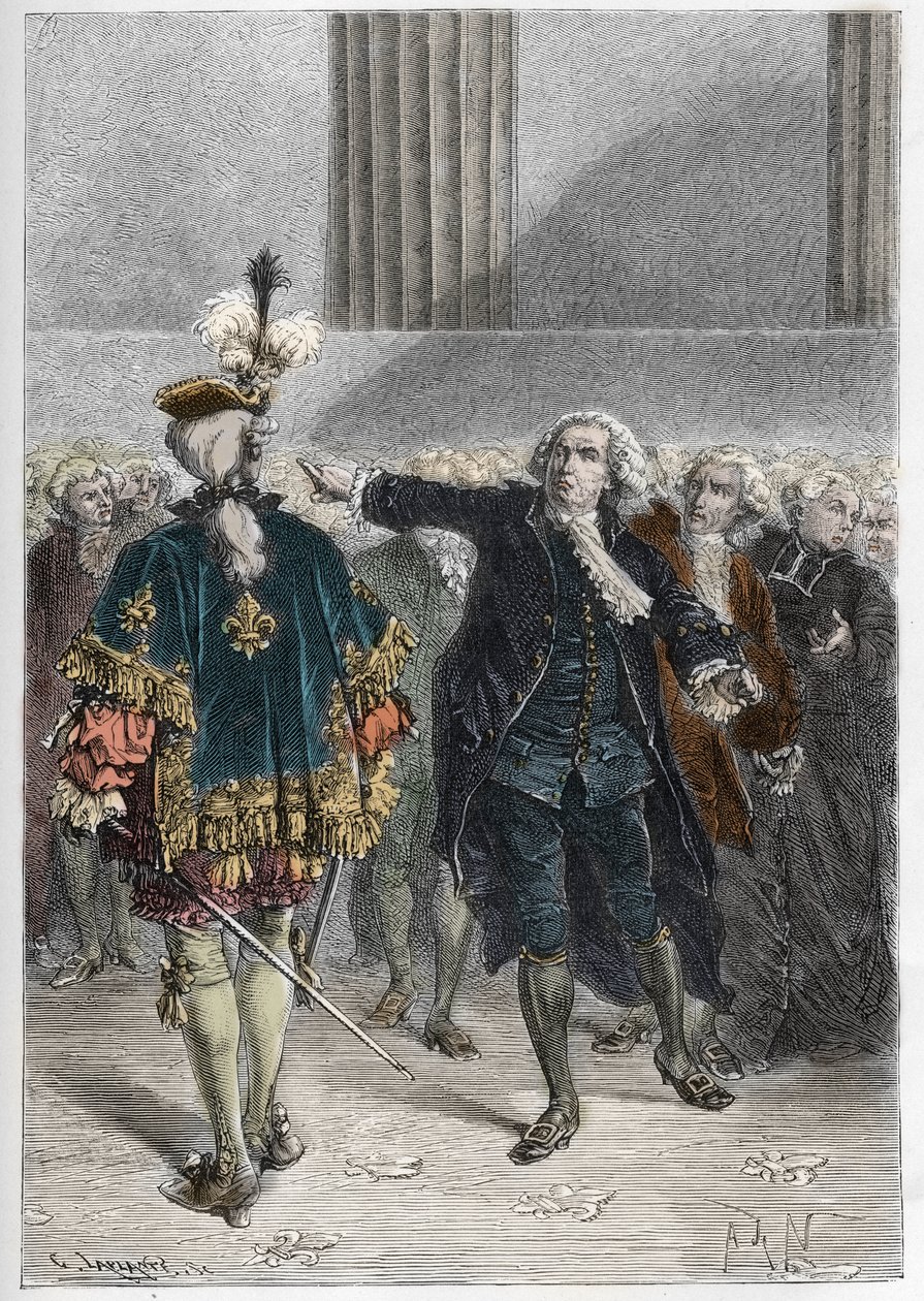 Revolução Francesa - reunião dos estados gerais em 23/06/1789: Honore Gabriel (Honore-Gabriel) Riqueti, Conde de Mirabeau (1749-1791), apóstrofo Henri Evrard (Henri-Evrard), Marquês de Dreux Breze (Dreux-Breze) (1762-1829) - Estados Gerais em Versaille de Anonymous Anonymous