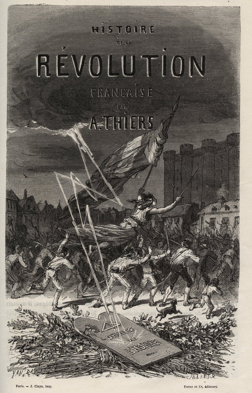 Frontispício de 1866 do "Histoire de la Revolution francaise" de Adolphe Thiers. Colecção privada. de Anonymous Anonymous