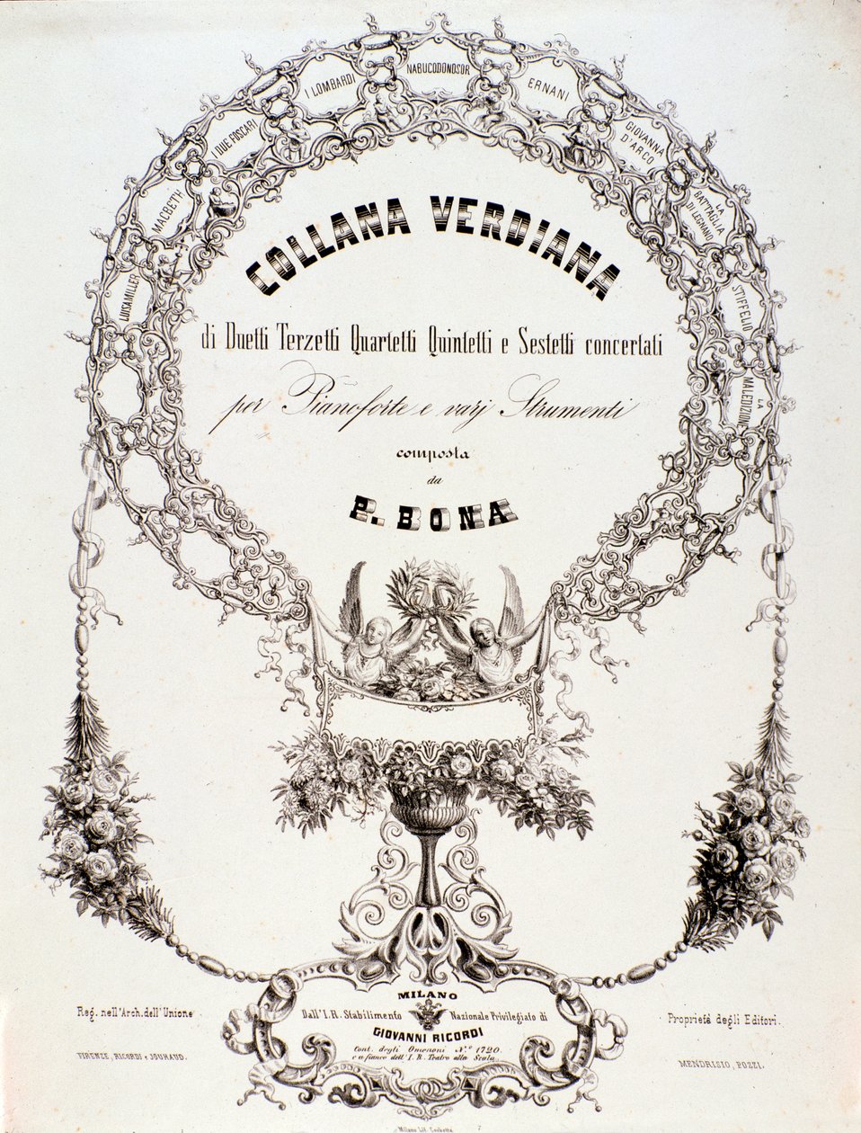 Frontispício de uma colecção de partituras musicais de Giuseppe Verdi de Anonymous Anonymous