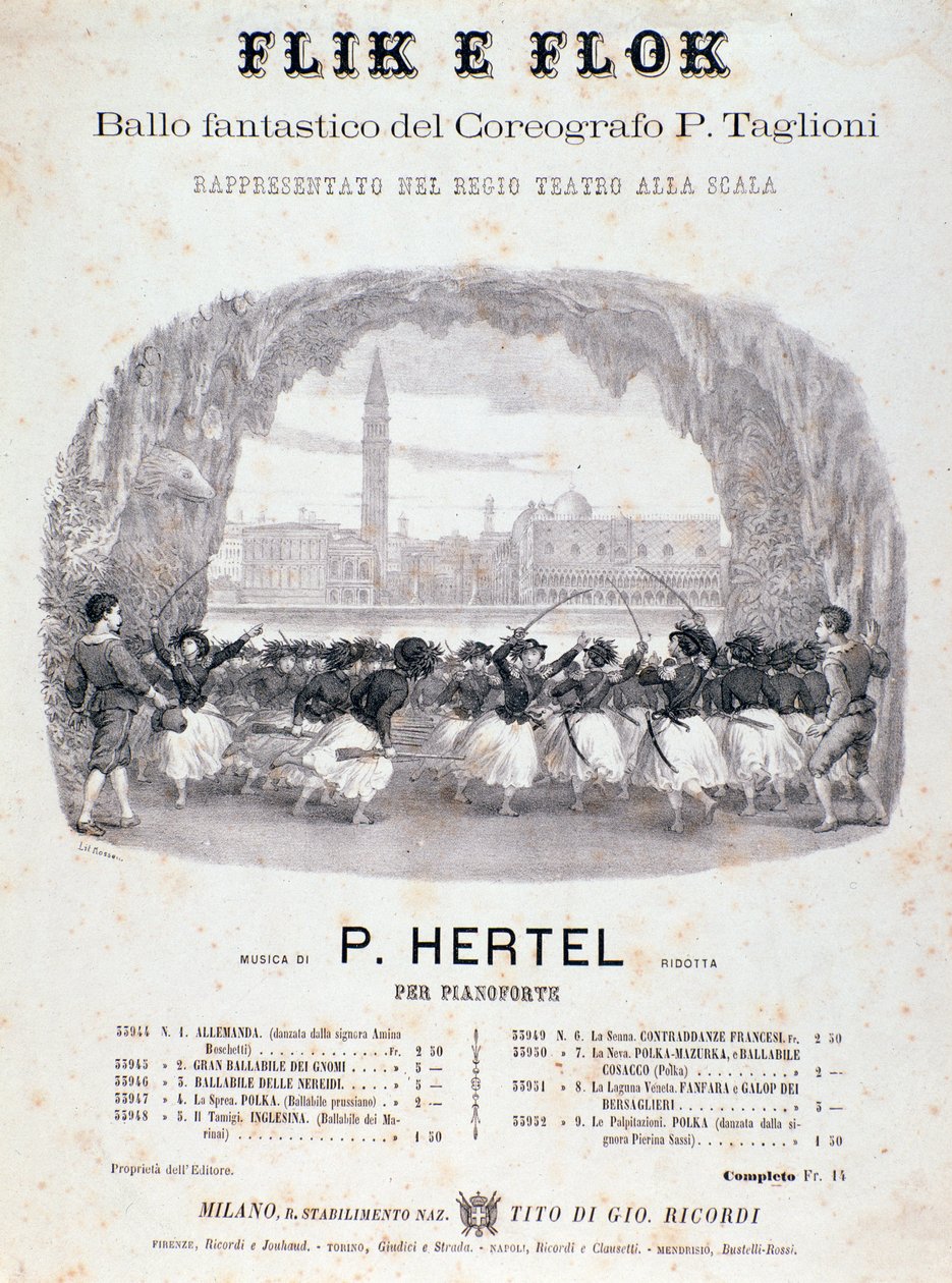 Frontispício da partitura musical do ballet Flik e Flok de Filippo Taglioni de Anonymous Anonymous