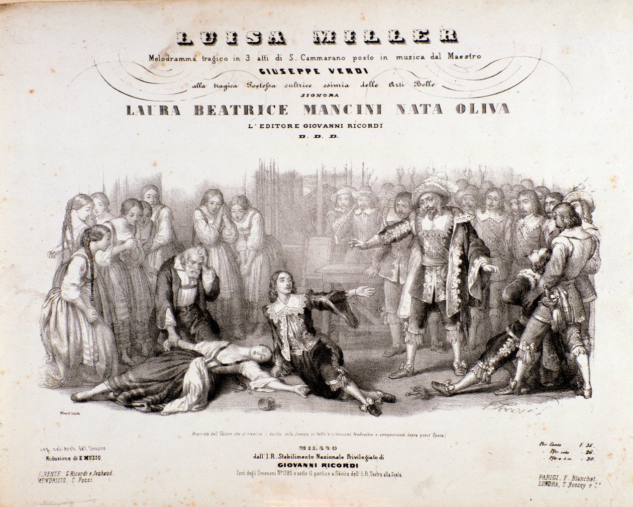 Frontispício da partitura musical de Luisa Miller, ópera de Giuseppe Verdi de Anonymous Anonymous