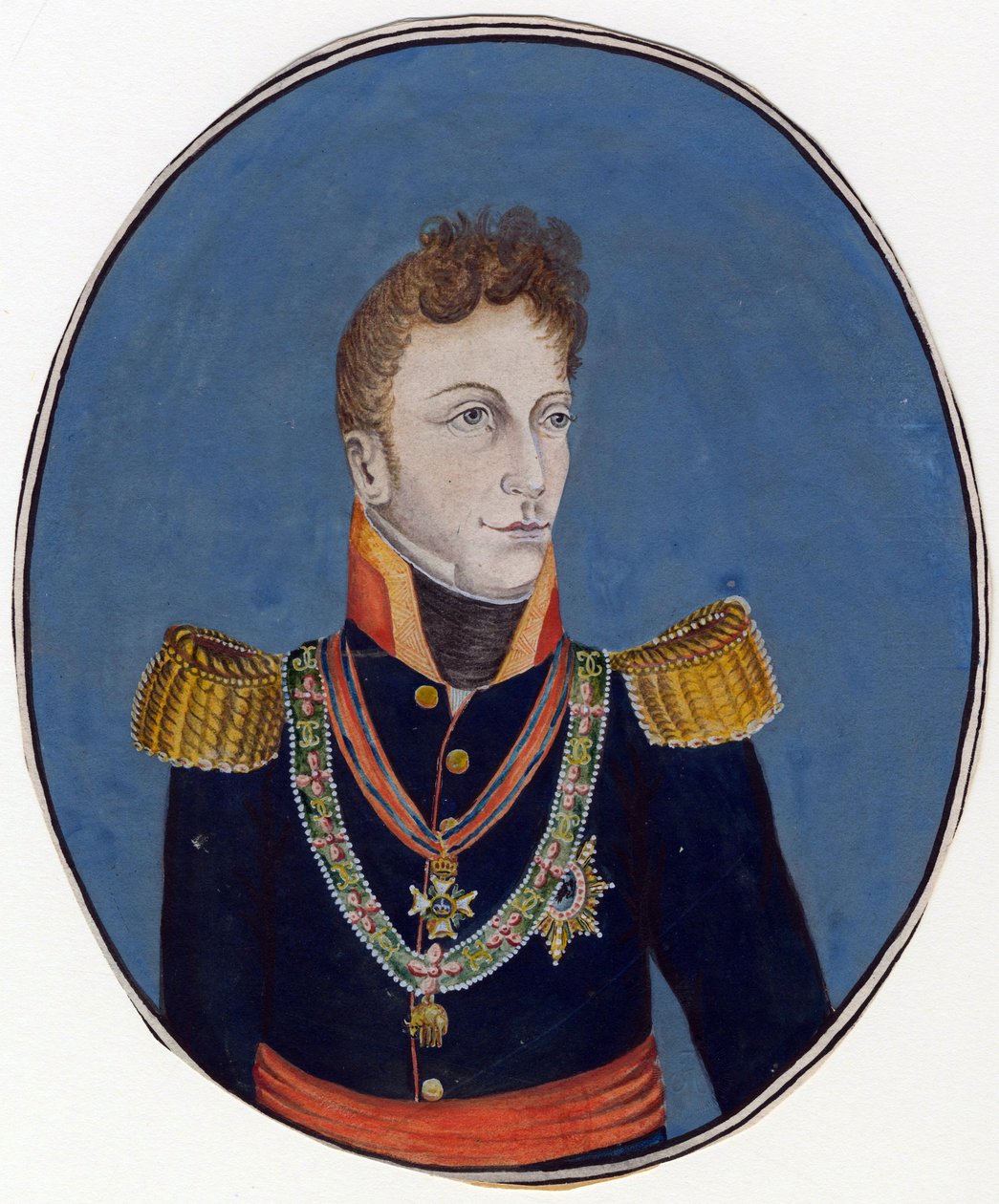 Gebhard Leberecht von Bluecher (Blucher) (1742-1819) prince de Wahlstatt et general prussien - Anónimo - c. 1800 - Aguarela sobre papel - 17,4x14,2 - Colecção Privada de Anonymous Anonymous
