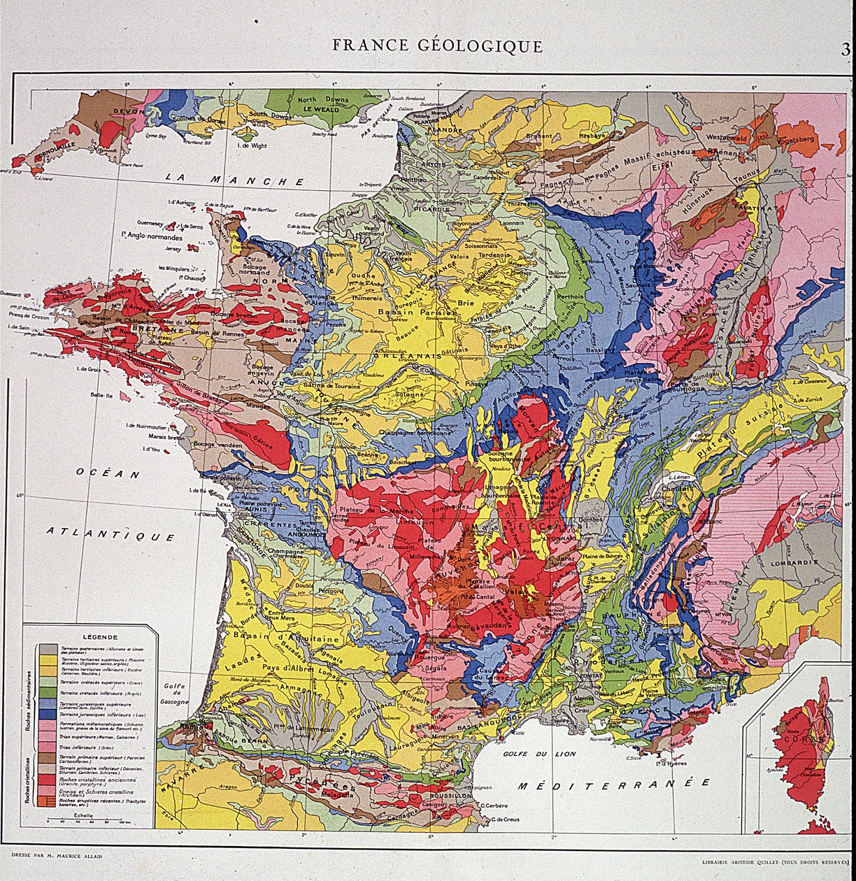 Mapa geográfico: Geological France - Atlas dos anos 50. de Anonymous Anonymous