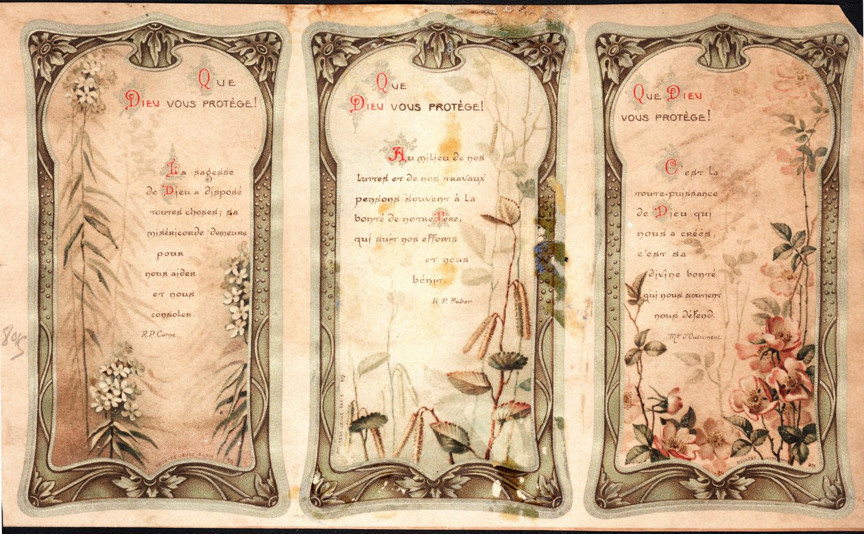 Deus te proteja Orações. Imagem piedosa. Cartão postal. O início do século XX. Coleção Privada. de Anonymous Anonymous
