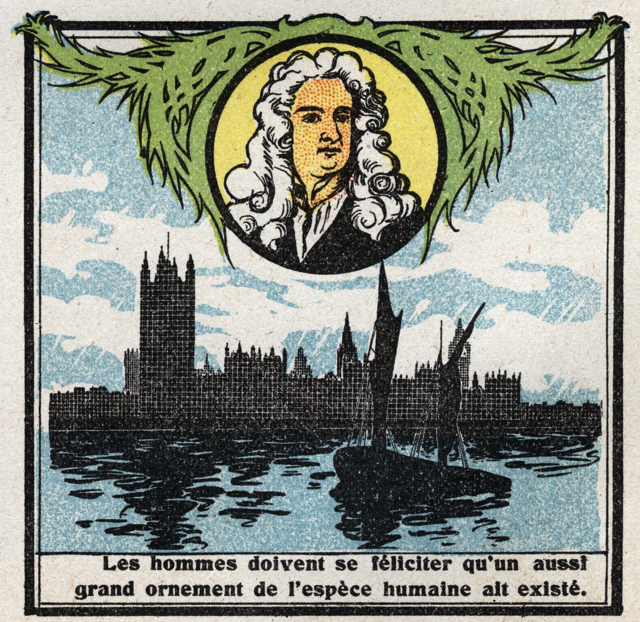 Gravitação: retrato de Isaac Newton (1642-1727) que descobriu as leis da gravidade (gravite). Ilustração anônima de 1925. Coleção privada. de Anonymous Anonymous