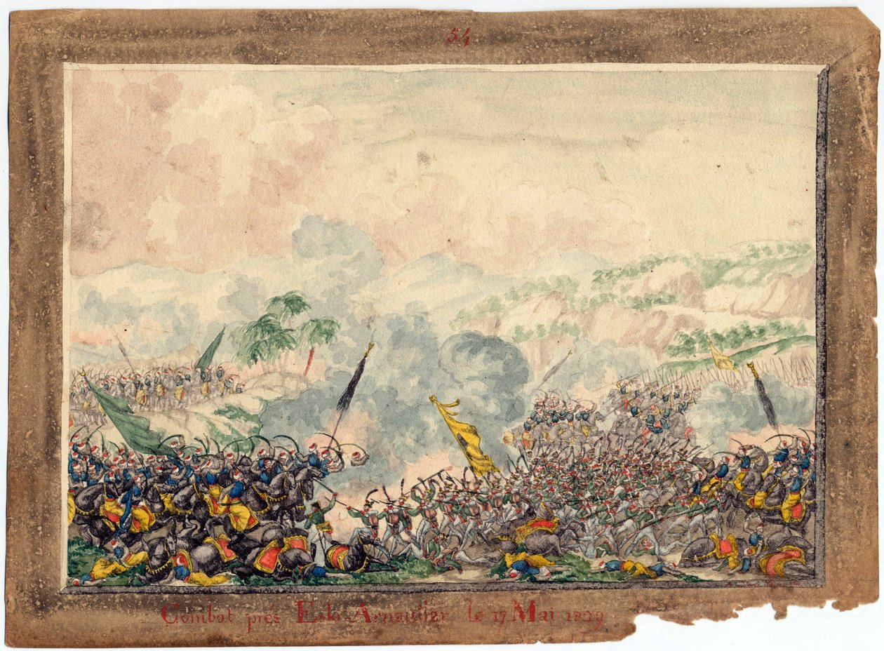 Guerra Russo-Turca de 1828-1829 - A batalha perto de Provadia em maio de 1829 - Anônimo - 1829 - Aquarela sobre papel - 21,8x29,8 - Coleção Privada de Anonymous Anonymous