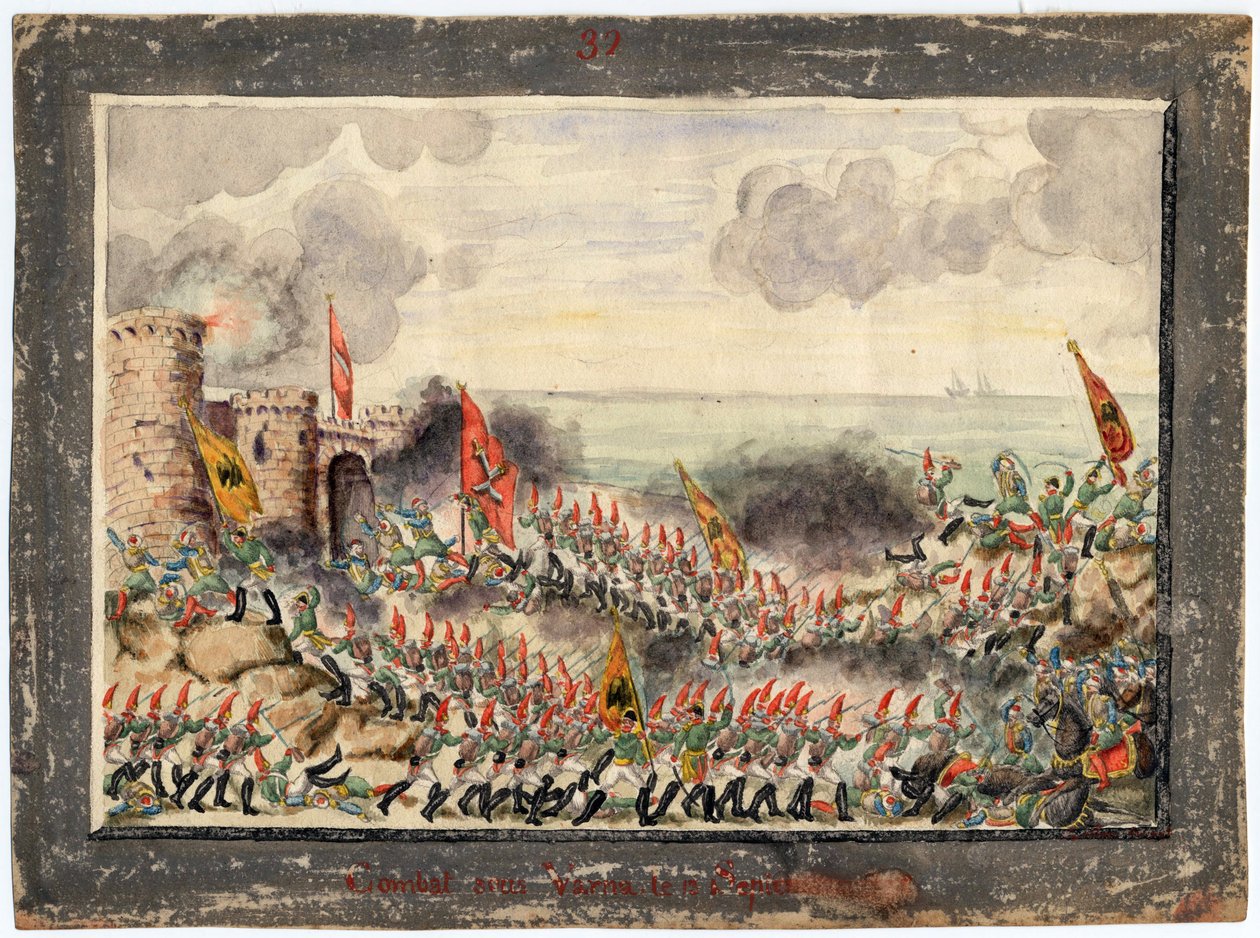 O Cerco de Varna em setembro de 1828 - Anônimo - 1829 - Aquarela sobre papel - 21x29,3 - Coleção Particular de Anonymous Anonymous