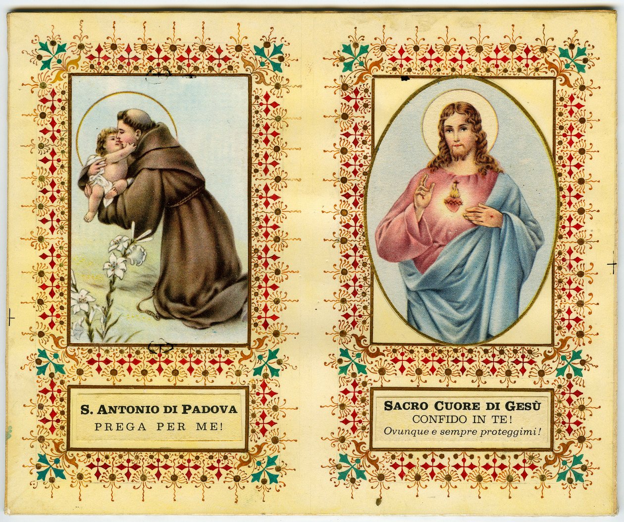 Santa imagem: Santo Antônio de Pádua e Jesus de coração sagrado (estampa) de Anonymous Anonymous
