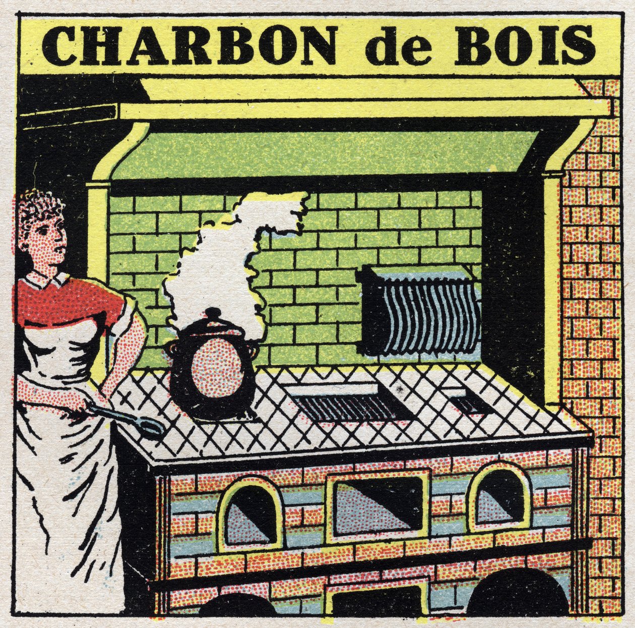 Aquecimento doméstico: uso de carvão vegetal no fogão. Ilustração anónima de 1925. Colecção privada. de Anonymous Anonymous