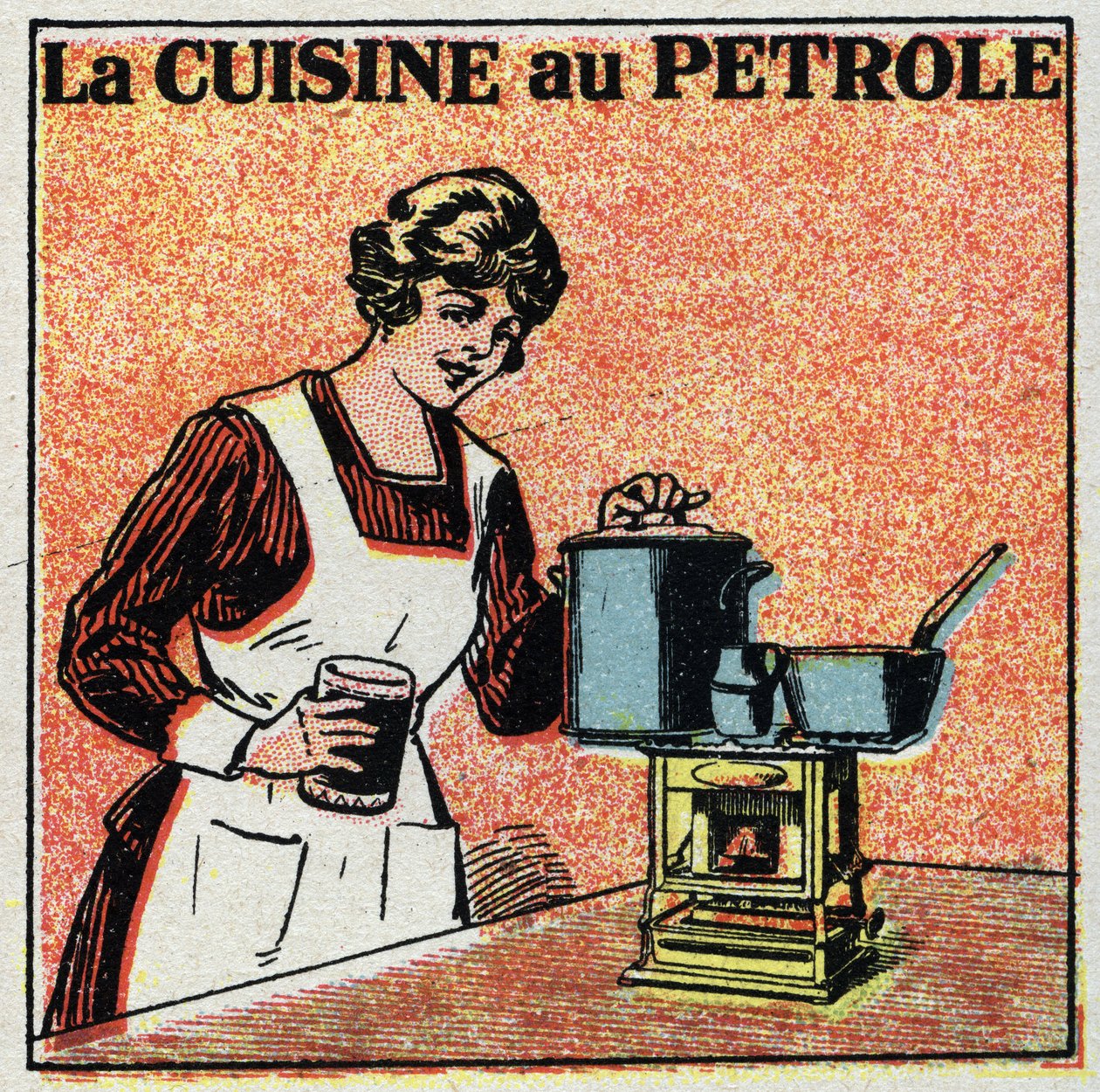 Aquecimento doméstico: a cozinha com óleo. Ilustração anónima de 1925. Colecção privada. de Anonymous Anonymous
