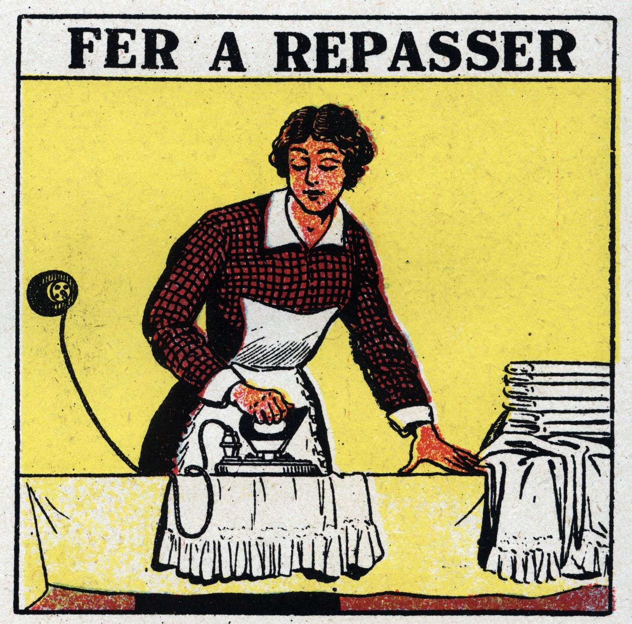 Usos domésticos de electricite: ferro. Ilustração anônima de 1925. Coleção privada. de Anonymous Anonymous