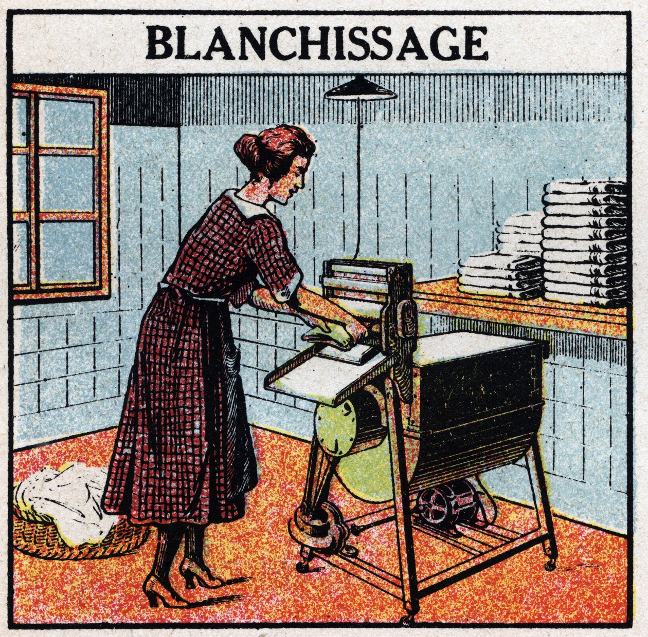 Usos domésticos de electricidade: lavagem a branco. Ilustração anônima de 1925. Coleção privada. de Anonymous Anonymous