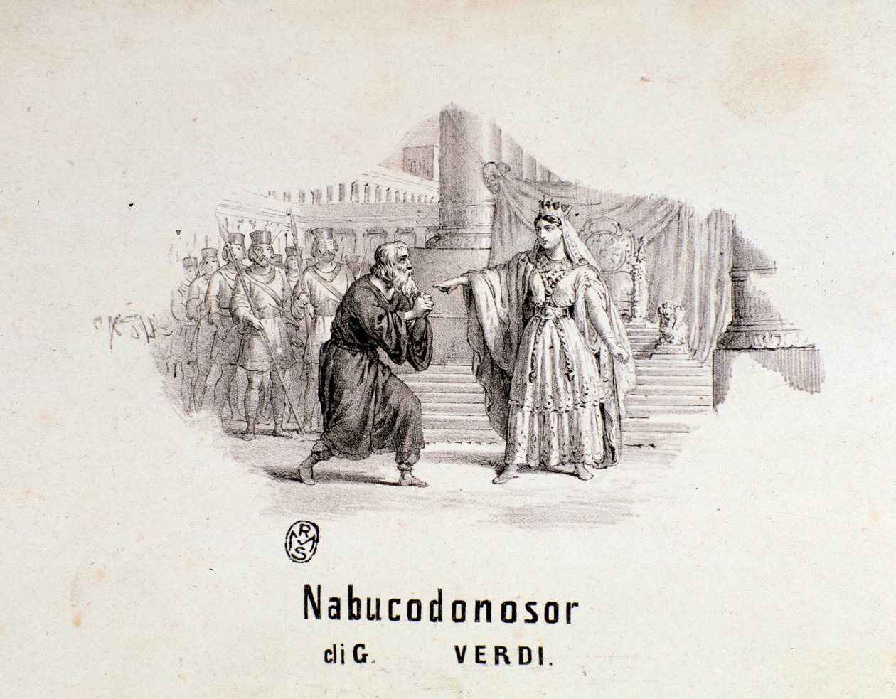 Fronteira ilustrada da partitura musical da ópera Nabucco de Giuseppe Verdi de Anonymous Anonymous