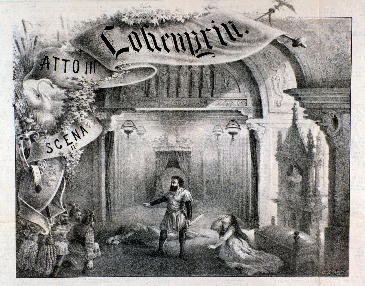 Ilustração para a cena 2, ato III de Lohengrin, ópera de Wagner de Anonymous Anonymous