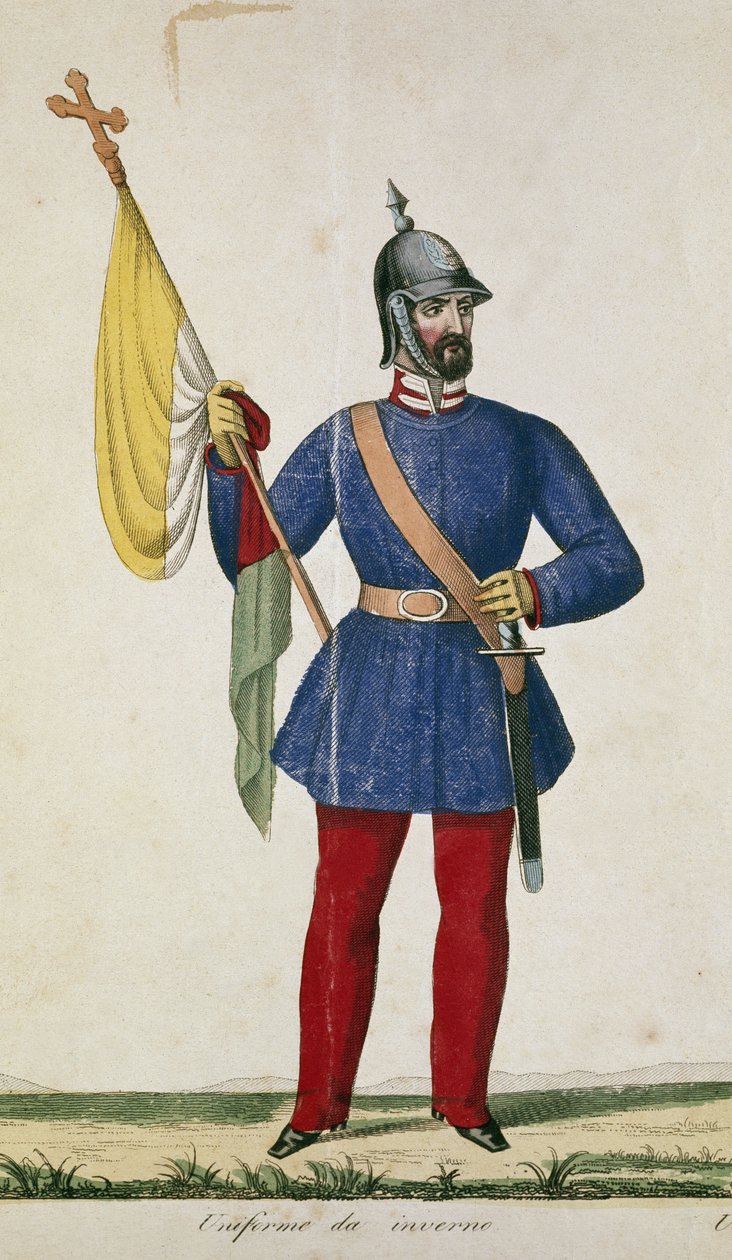 Uniforme nacional italiano: uniforme de inverno (gravura de Anonymous Anonymous