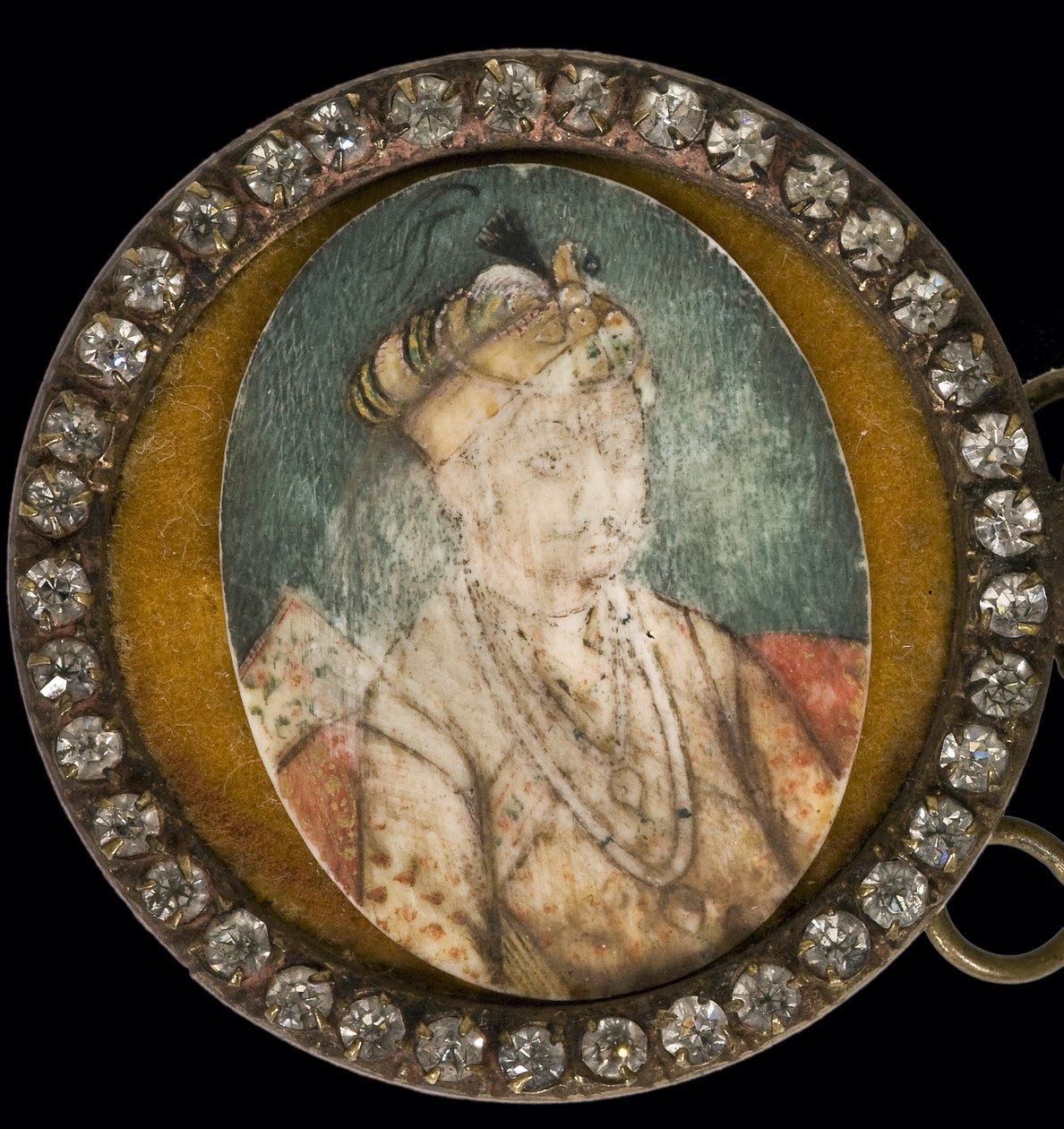 Jalaluddin Muhammad Akbar - Retrato de Akbar, o Grande (1542-1605), Imperador Mughal - Anônimo - Aquarela, Guache no chifre - Museo del Prado, Madrid de Anonymous Anonymous