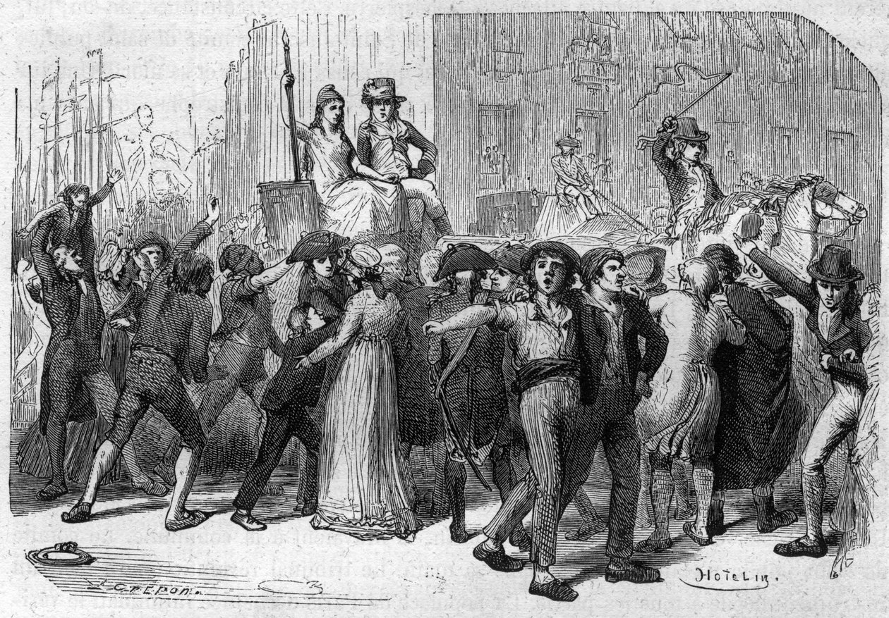 Jean-Lambert (Jean Lambert) Tallian (1767-1820) revolucionário e jornalista francês, em 23 de setembro de 1793, foi enviado em missão a Bordeaux para reprimir os movimentos federalistas - Gravura no "Histoire des Girondins" de Alphonse de Lamartine (1790-1 de Anonymous Anonymous