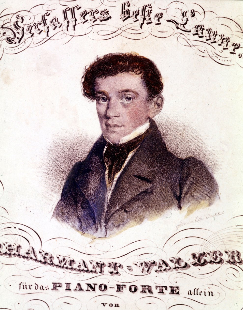 Johann Strauss senior (1804 - 1849). Retrato numa partitura. de Anonymous Anonymous