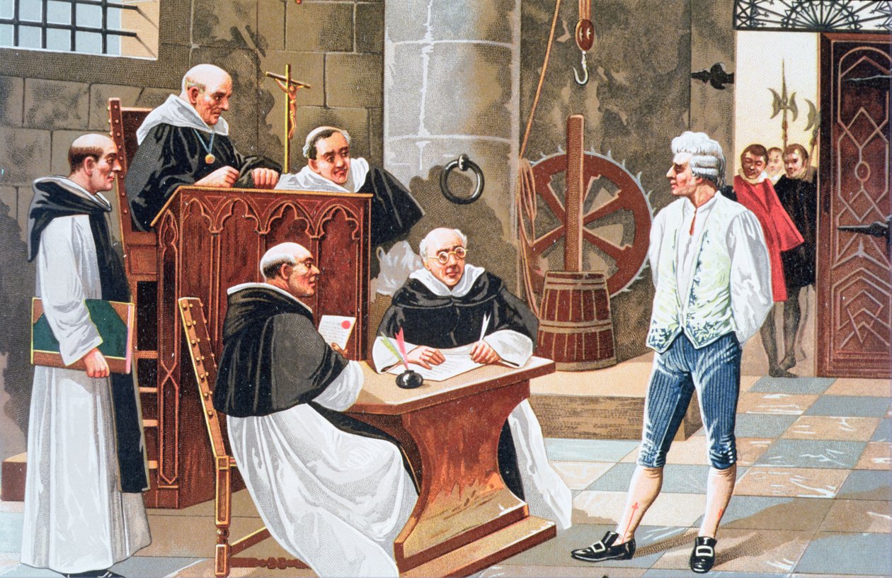 Sentença no Tribunal de Ginebra do teólogo espanhol Miguel Serveto, condenando-o a ser queimado na Estaca por Heresia em 1553 de Anonymous Anonymous