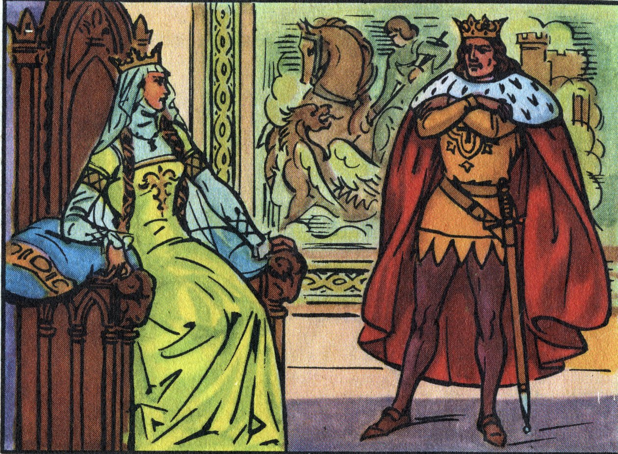 Rei da França Louis X the Hutin (1289-1316) com Margarita de Borgonha (1290-1315). Ilustração anônima na "Collection des souverains et chefs d
