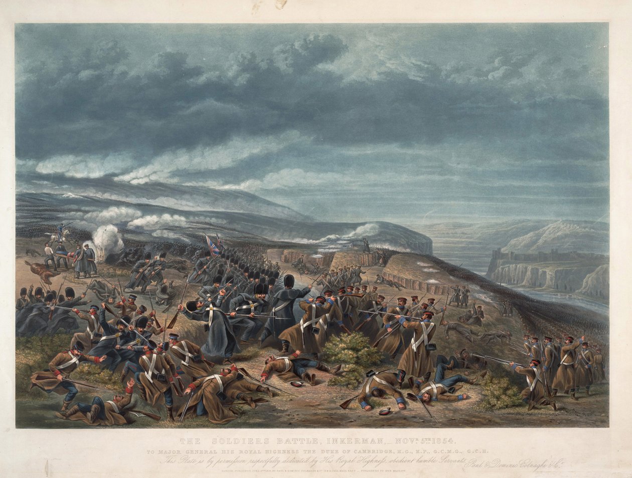 A Batalha de Inkerman teve lugar em 5 de Novembro de 1854, perto de Inkerman, entre o exército russo e uma coligação franco-britânica durante a Guerra da Crimeia - A Batalha de Inkerman em 5 de Novembro de Anonymous Anonymous