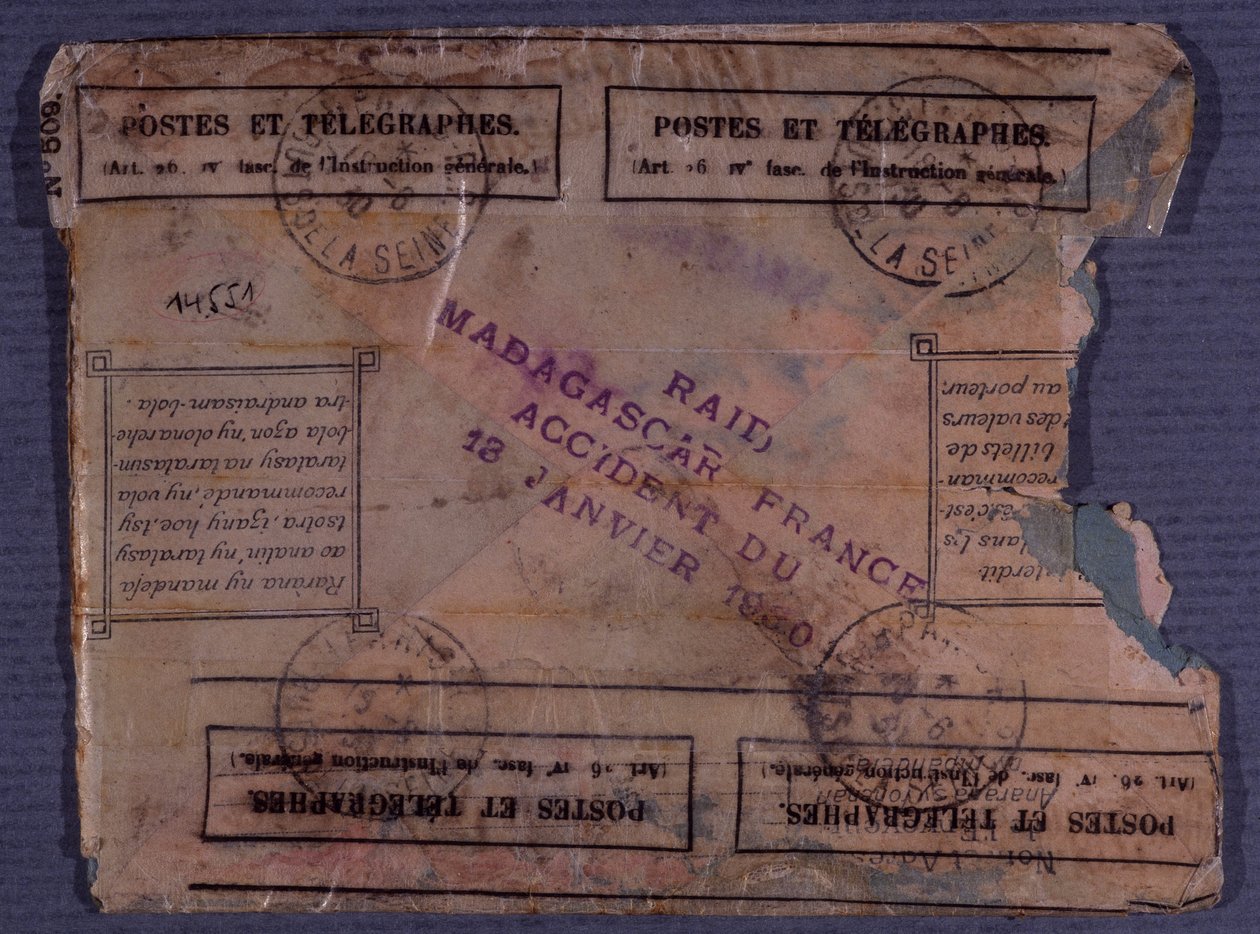 Última carta do Raid Madagáscar-França (acidente de 18 de Janeiro de 1930) de Anonymous Anonymous