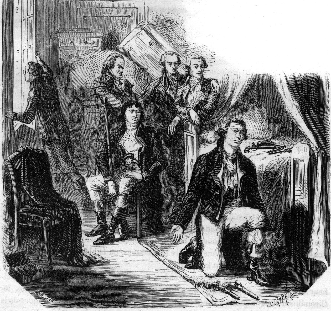 Os Girondins na noite de 31 de Maio de 1793 (a queda dos Girondins) - Gravura em "Histoire des Girondins" de Alphonse de Lamartine (1790-1869) 1865-1866 - Colecção privada de Anonymous Anonymous