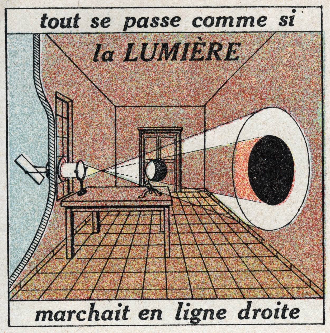 Propagação da Luz: Tudo acontece como se a luz estivesse a correr em linha recta. Ilustração anônima de 1925. Coleção particular. de Anonymous Anonymous