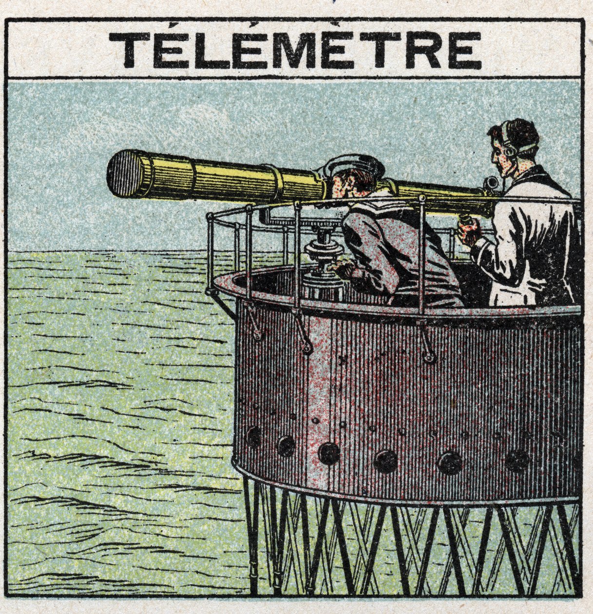 Reflexão de luz: o telémetro utilizado para a navegação. Ilustração anónima a partir de 1925. Coleção privada. de Anonymous Anonymous