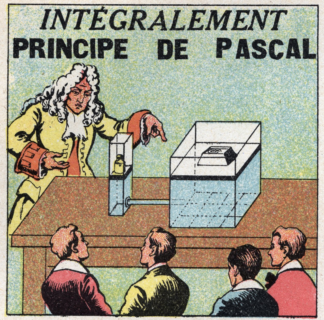 Equilíbrio líquido: princípio de Blaise Pascal (1623-1662). Ilustração anônima de 1925. Coleção privada. de Anonymous Anonymous
