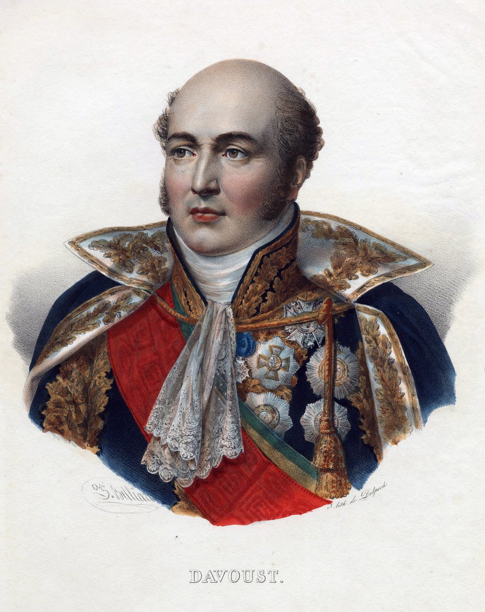 Louis Nicolas (Louis-Nicolas) Davout (1770-1823), Marechal de França - Anónimo - 1835 - Litografia, aguarela - 32x24 - Colecção Privada de Anonymous Anonymous