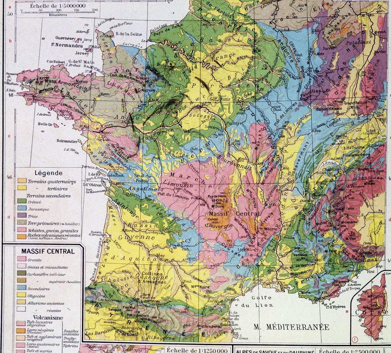 Mapa de França: Geological France - in "Atlas scolaire" (França Geológica) de Anonymous Anonymous