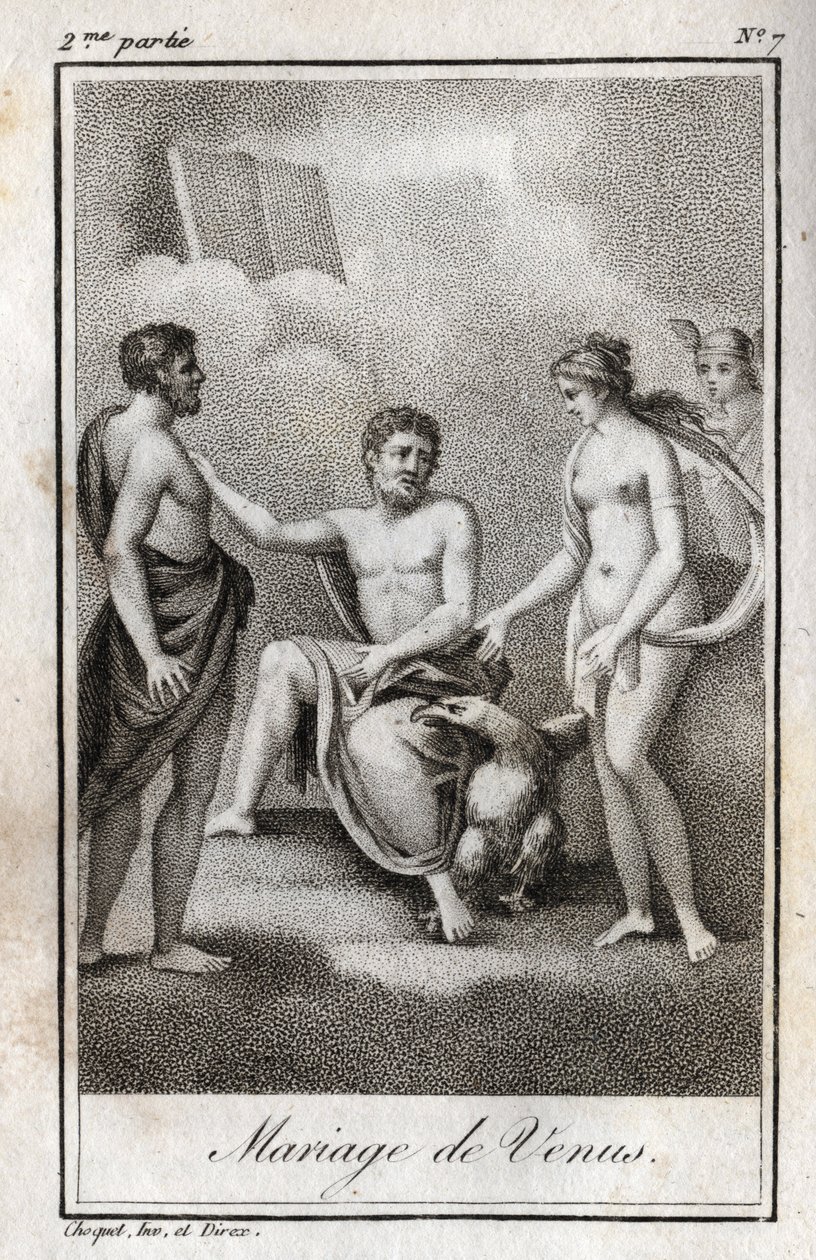 Casamento entre Marte e Vénus. Gravura de 1819 em "Lettres a Emilie sur la mythologie" de Charles Albert Demoustier (1760-1801). Coleção privada. de Anonymous Anonymous