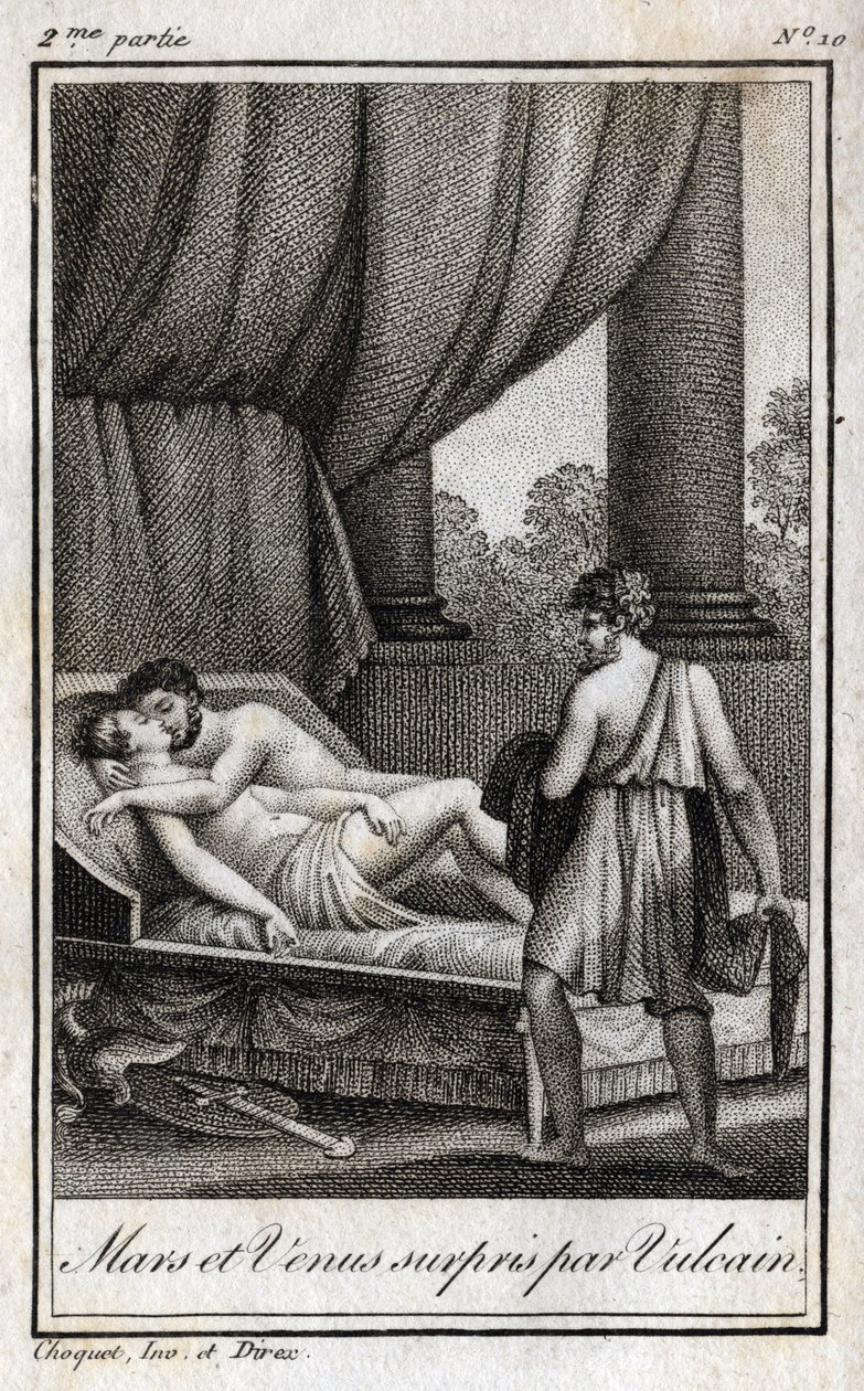 Marte e Vénus descobertos por Vulcano. "Marte e Vénus descobertos por Vulcano". Gravura de 1819 em "Lettres a Emilie sur la mythologie" de Charles Albert Demoustier (1760-1801). Coleção privada. de Anonymous Anonymous