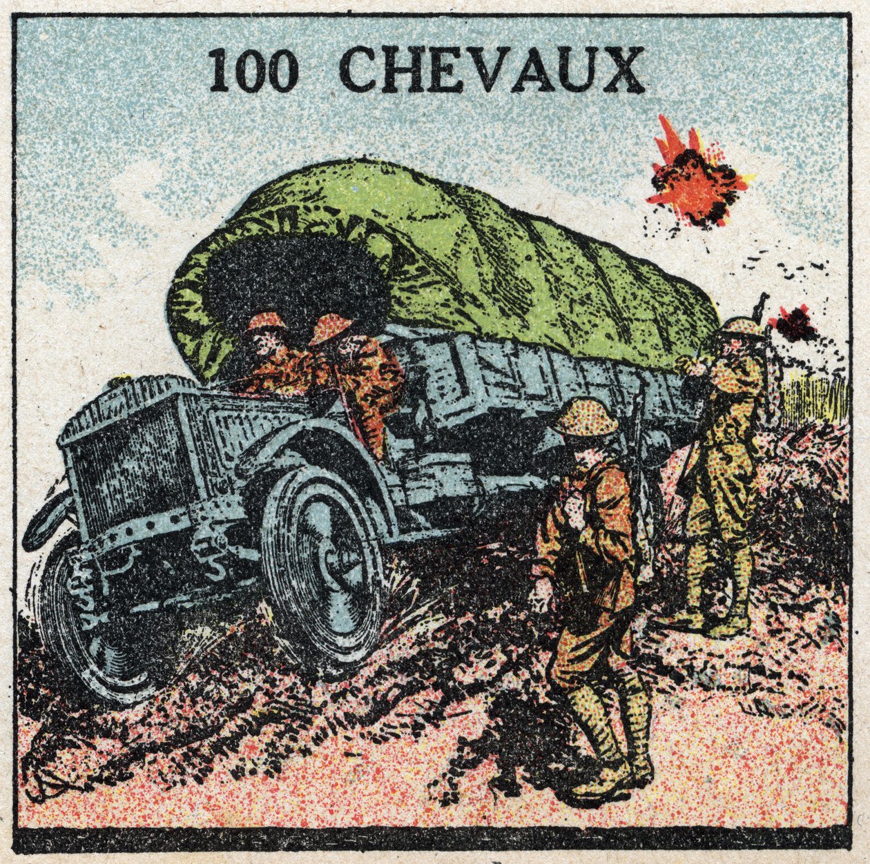 Tracção mecânica: camião militar até 100 cavalos de potência. Ilustração anónima a partir de 1925. Coleção privada. de Anonymous Anonymous