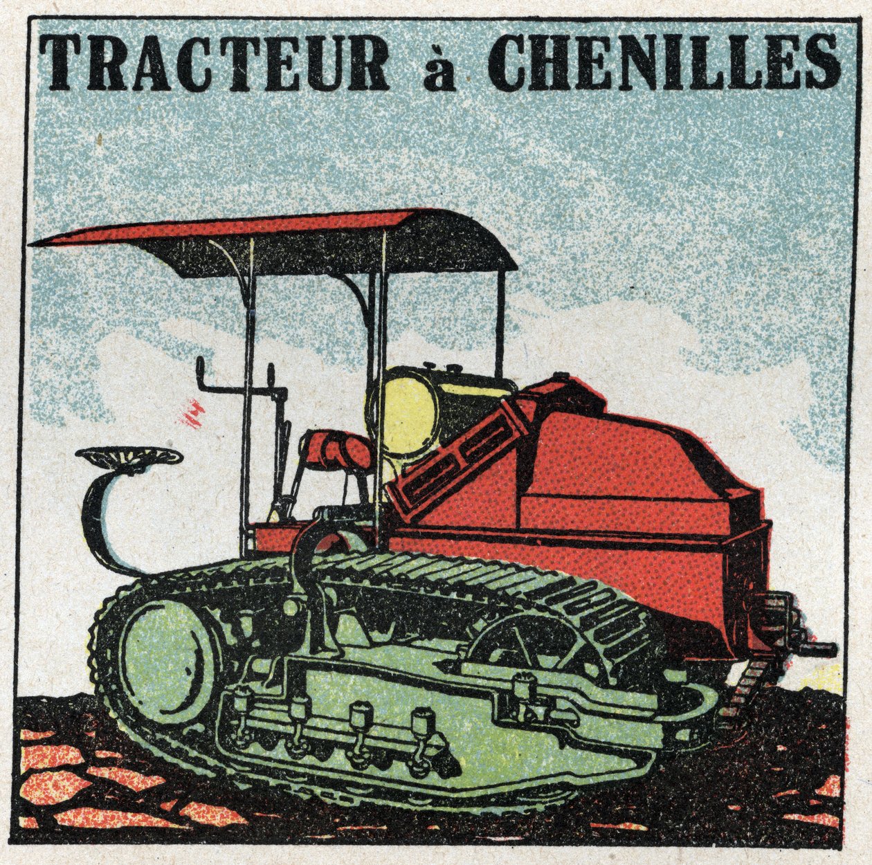 Tracção mecânica: tractor de lagartas. Ilustração anónima de 1925. Coleção particular. de Anonymous Anonymous