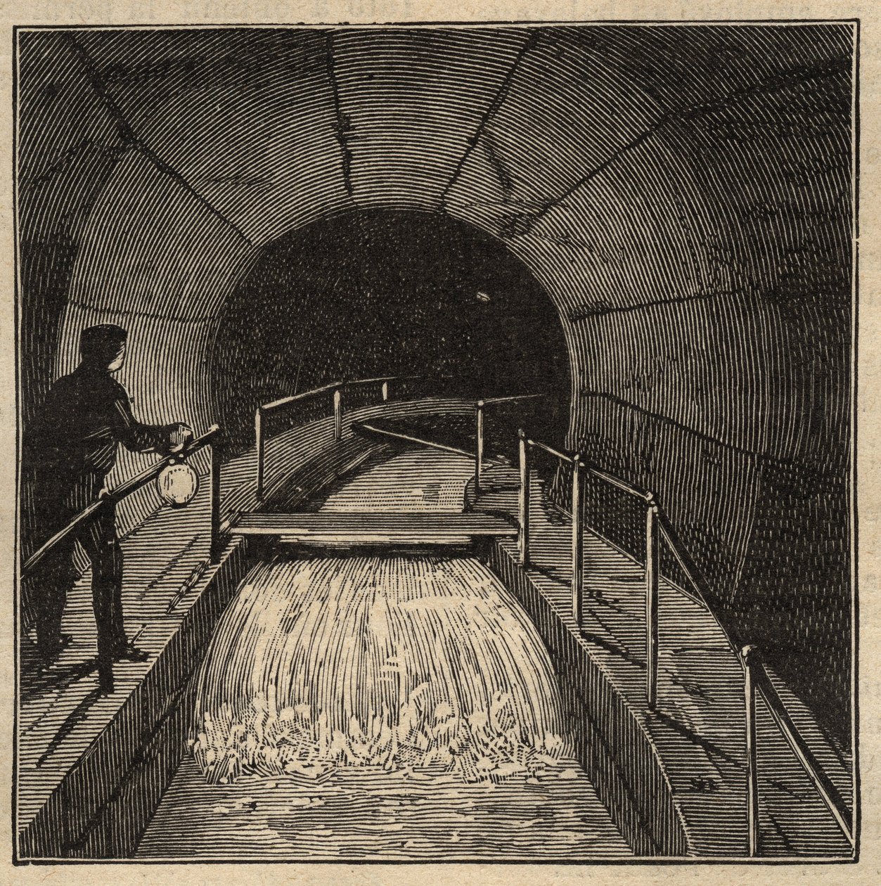 Reservatório Menilamount Reservoir - Paris - 1890 - gravura 1890 de Anonymous Anonymous