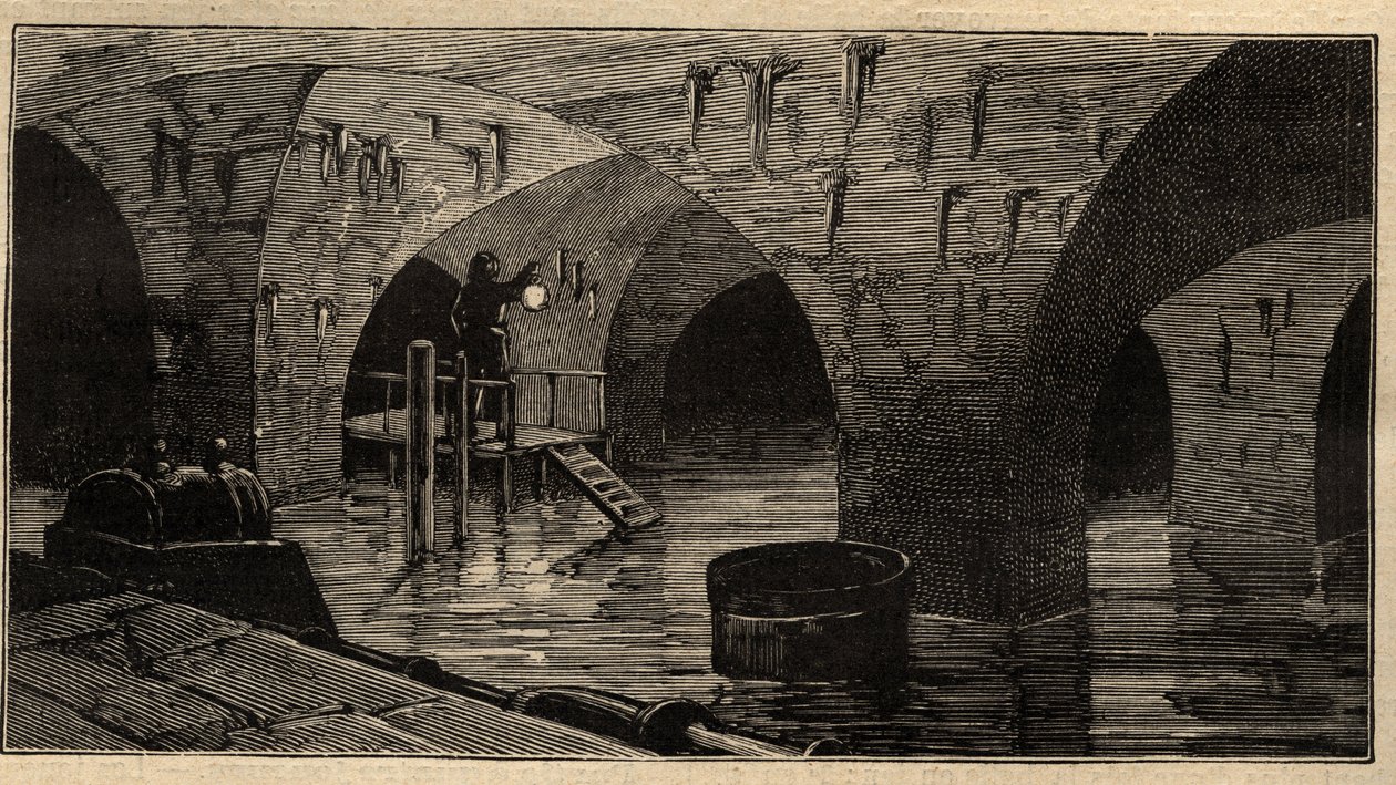 Reservatório Menilamount Reservoir - Paris - 1890 - gravura 1890 de Anonymous Anonymous