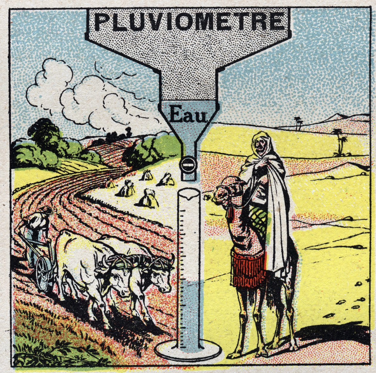 Meteorologia: influência da chuva no clima, uso da chuva. Ilustração anônima de 1925. Coleção privada. de Anonymous Anonymous