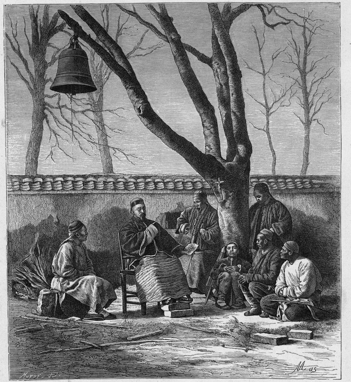 Ensino missionário da doutrina católica na Província de Henan (Ho Nan, Ho-Nan), China. Gravura em "Les Missions Catholiques au XIXeme Siecle", de Louis-Eugene (Louis Eugene) Louvet. coleção particular. de Anonymous Anonymous