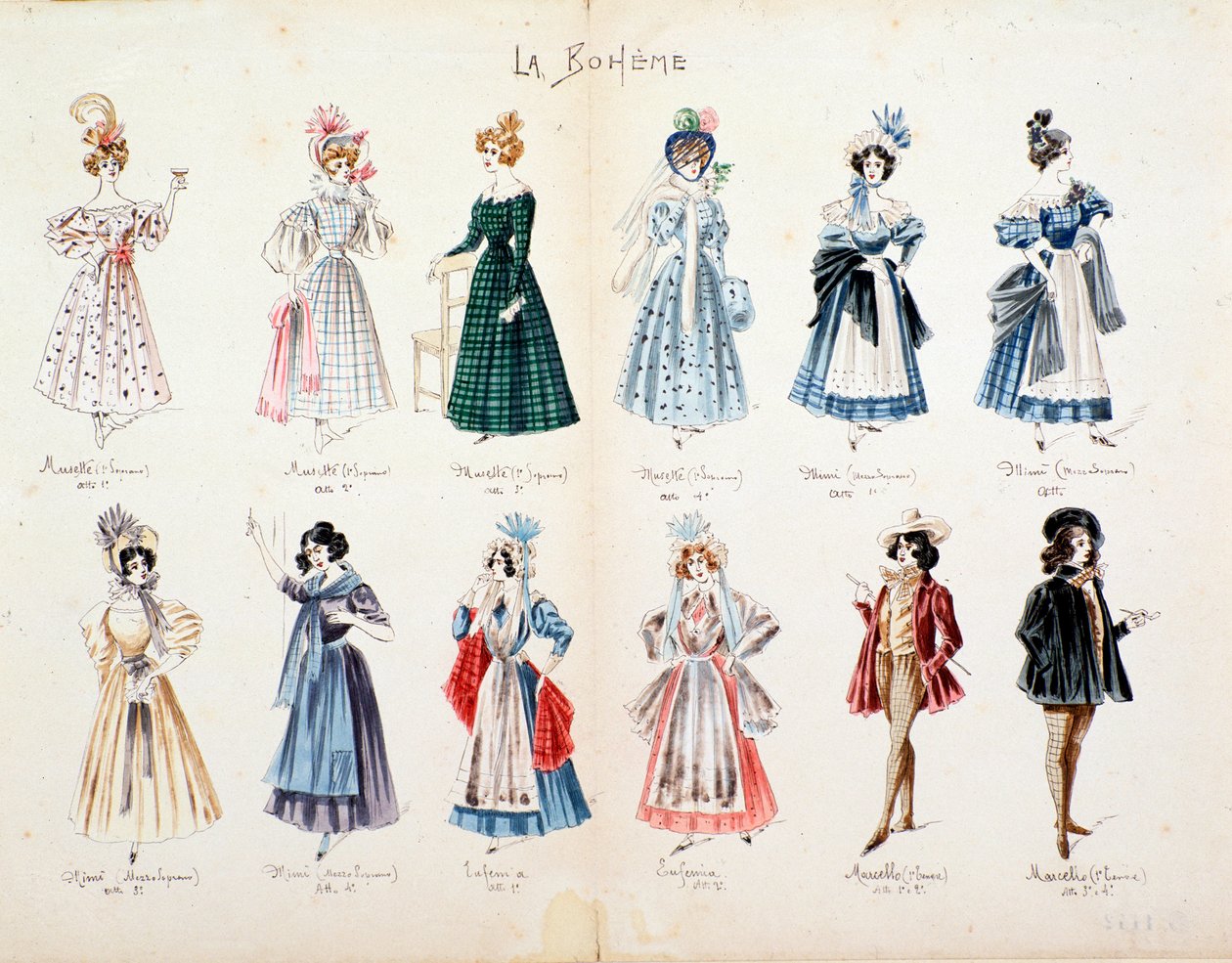 Musette, Marcello, Mimi, personagens de La boheme, ópera de Puccini de Anonymous Anonymous