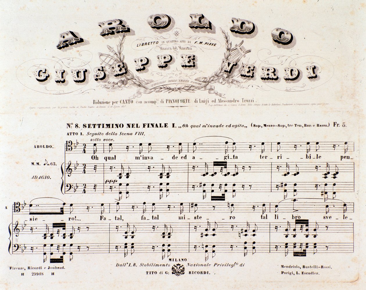Página da partitura da ópera Aroldo de Giuseppe Verdi de Anonymous Anonymous