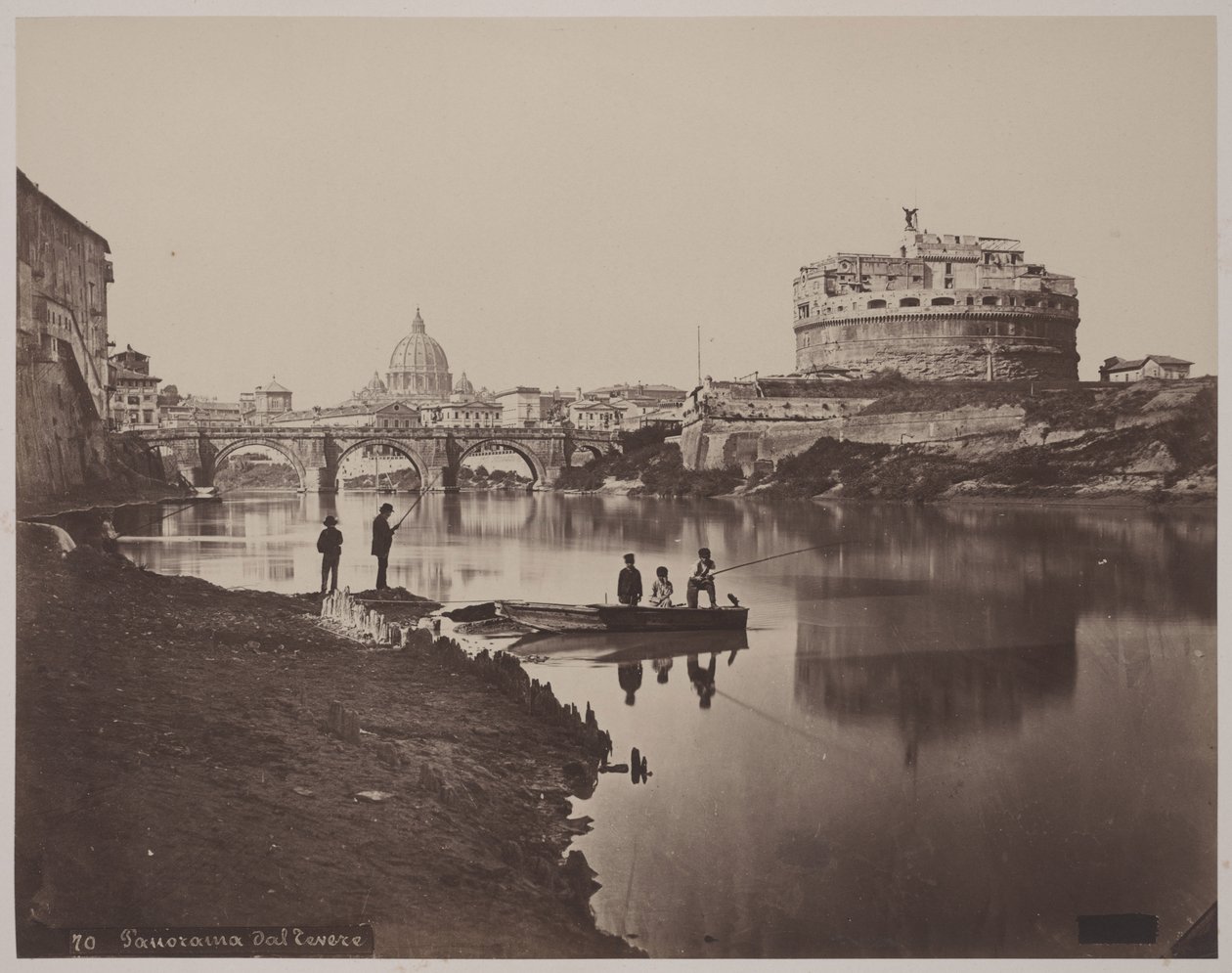 Panorama do Tibre, c.1865 (impressão albuminada a partir de negativo de vidro) de Anonymous Anonymous