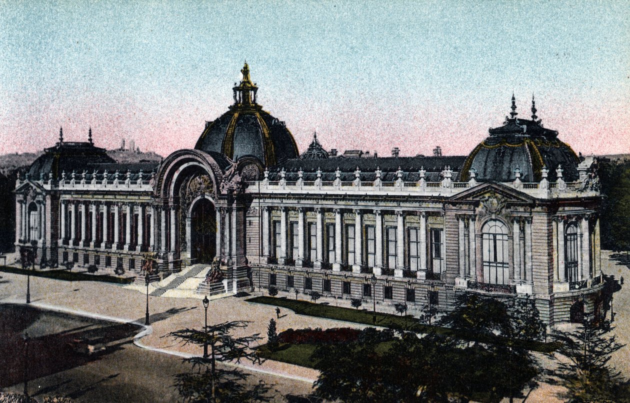 Paris: vista exterior do Petit Palais inaugurado em 1900, foto de 1920 no " Álbum Artístico " da cidade de Paris de Anonymous Anonymous