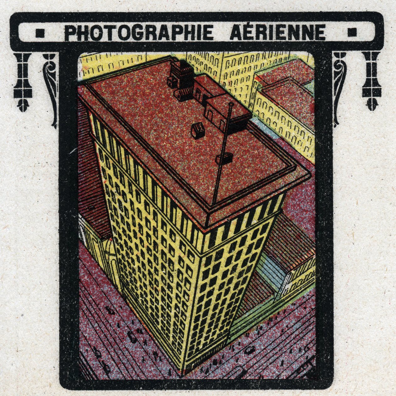 Fotografia: vista aérea de um edifício. Ilustração anónima a partir de 1925. Colecção privada. de Anonymous Anonymous