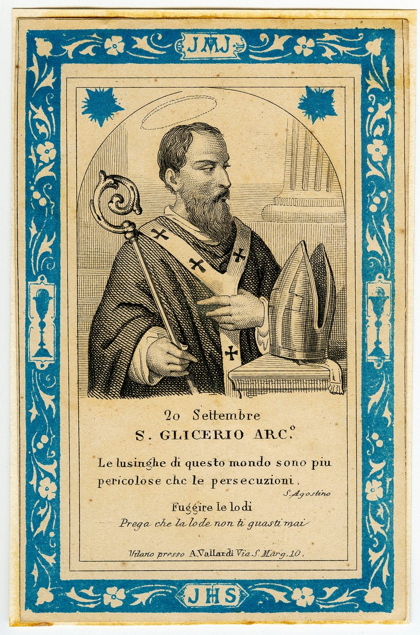 Imagem piedosa:San Glicerio (gravura) de Anonymous Anonymous
